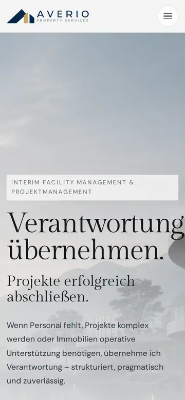 Website von Averio Property Services am Handy