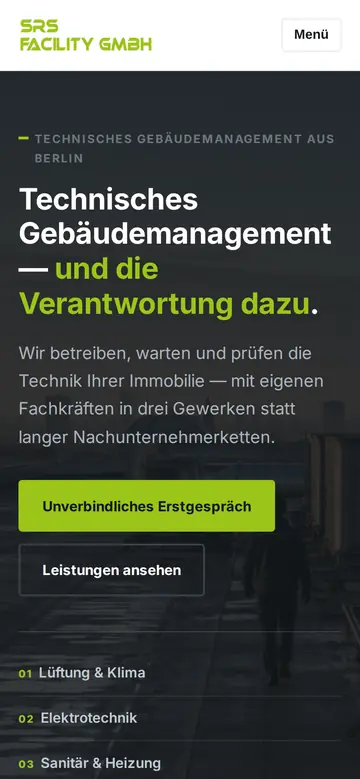 Website-Entwurf für SRS Facility GmbH am Handy