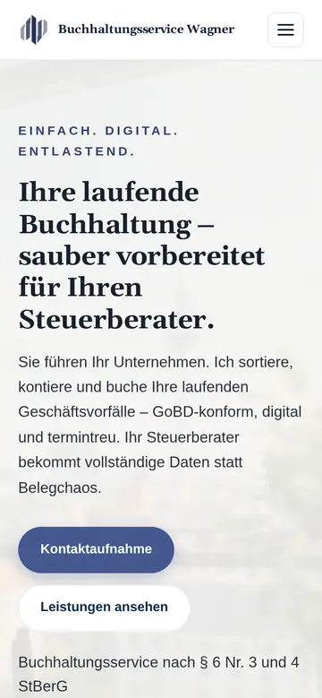 Website von Buchhaltungsservice Wagner am Handy